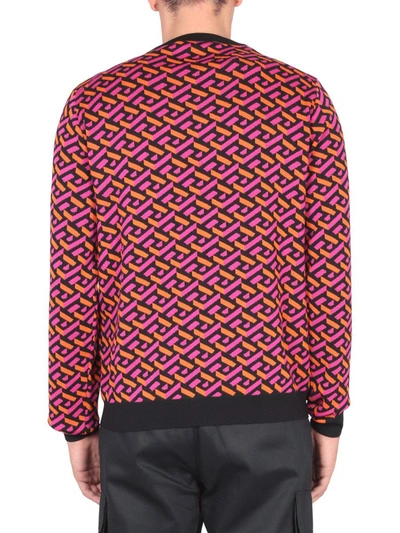 Shop Versace Jacquard Jersey La Greca In Multicolour