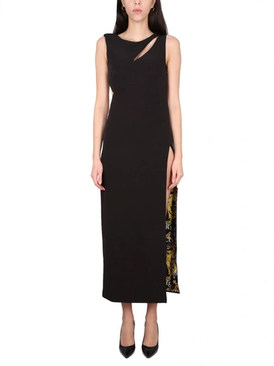 Shop Versace Jeans Couture Couture Logo Midi Dress In Black