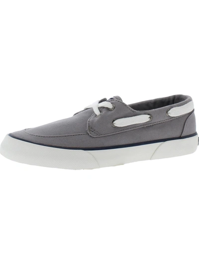 Shop Sperry Pier Womens Canvas Lace-up Boat Shoes In Grey