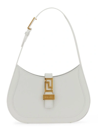 Shop Versace Small Hobo Bag "greca Goddess" In White