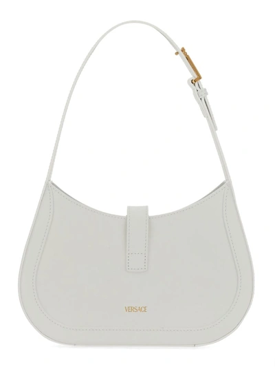 Shop Versace Small Hobo Bag "greca Goddess" In White