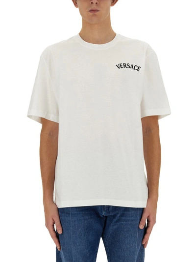 Shop Versace T-shirt With Logo In White