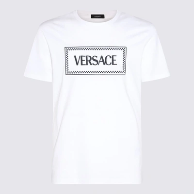 Shop Versace White And Black Cotton T-shirt