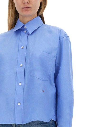 Shop Victoria Beckham Cotton Shirt In Baby Blue