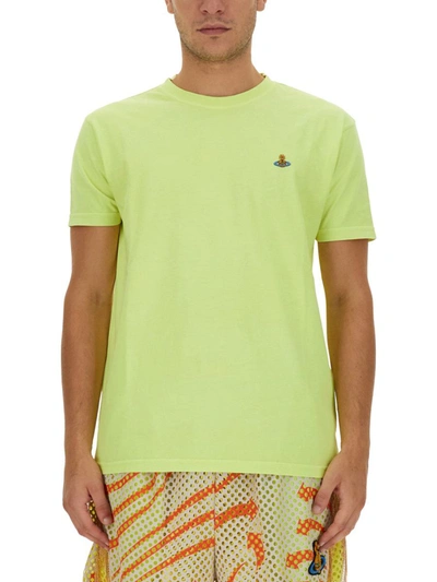 Shop Vivienne Westwood T-shirt With Orb Embroidery Unisex In Yellow