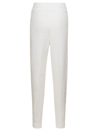 Shop Twinset White Jogger Pants With Logo Patch In Brushed Polyamide Woman