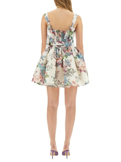 Zimmermann Matchmaker Belted Printed Linen And Silk-blend Mini Dress In Multicolour
