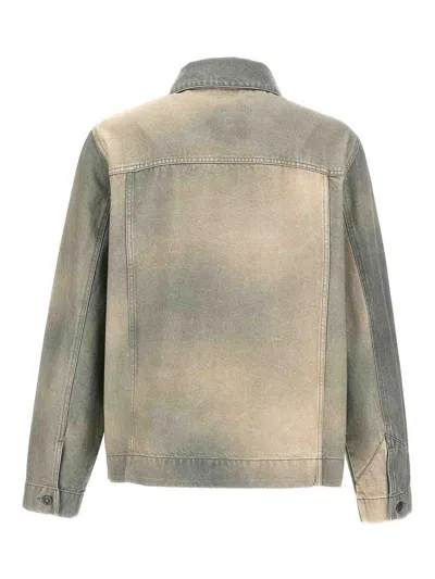 Objects Iv Life Denim Jacket Chest Pockets Long Sleeves Collar In Green