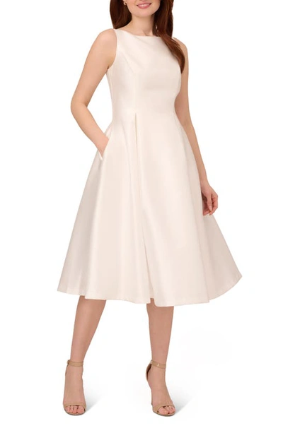 Adrianna Papell Boat-neck A-line Dress In Ivory