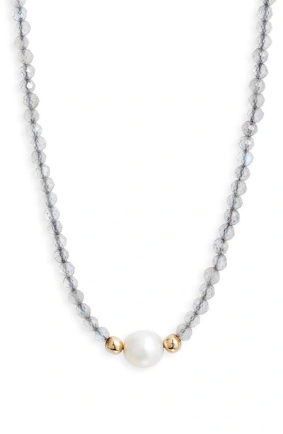 Shop Argento Vivo Sterling Silver Freshwater Pearl Beaded Necklace In Gold