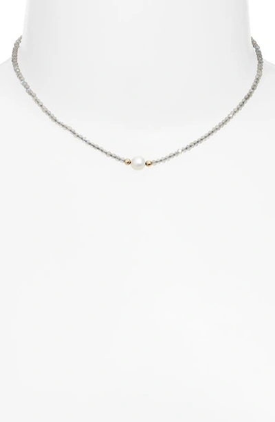 Shop Argento Vivo Sterling Silver Freshwater Pearl Beaded Necklace In Gold