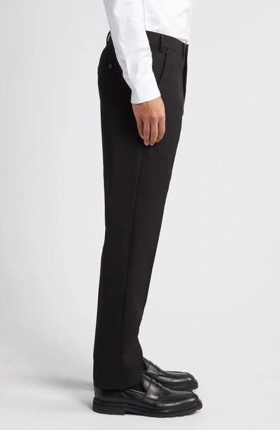 Shop Emporio Armani G-line Flat Front Wool Pants In Solid Black