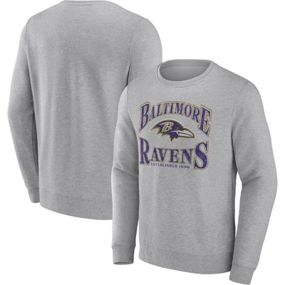 Shop Fanatics Branded Heathered Charcoal Baltimore Ravens Playability Pullover Sweatshirt In Heather Gray