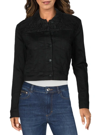 Shop J Brand Harlow Womens Jean Cropped Denim Jacket In Black