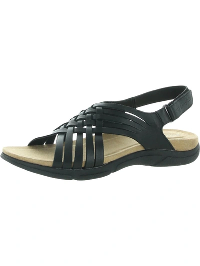 Shop Easy Spirit Semar Womens Leather Slingback Flat Sandals In Black