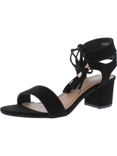 Shop Top Moda Darcie22 Womens Faux Suede Block Heel Dress Sandals In Black