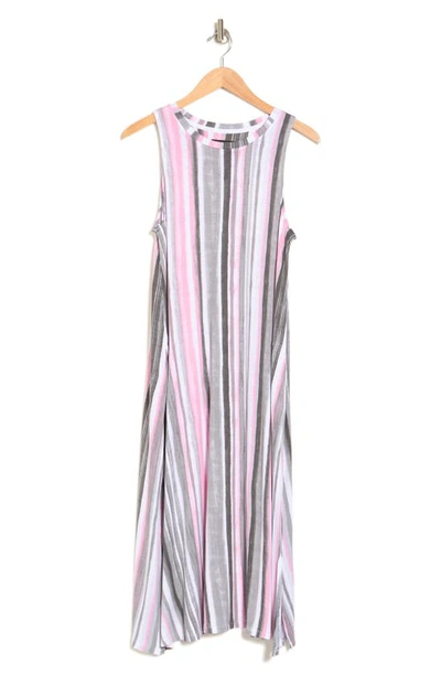 Shop Donna Karan Stripe Nightgown In Grey Brushed Stripe