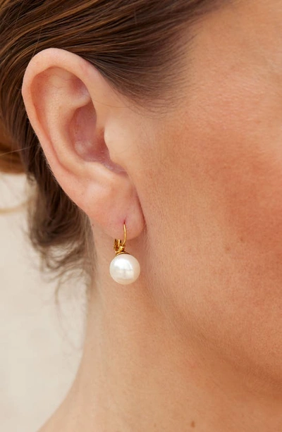 Shop Savvy Cie Jewels Mother Of Pearl Leverback Earrings In Yellow