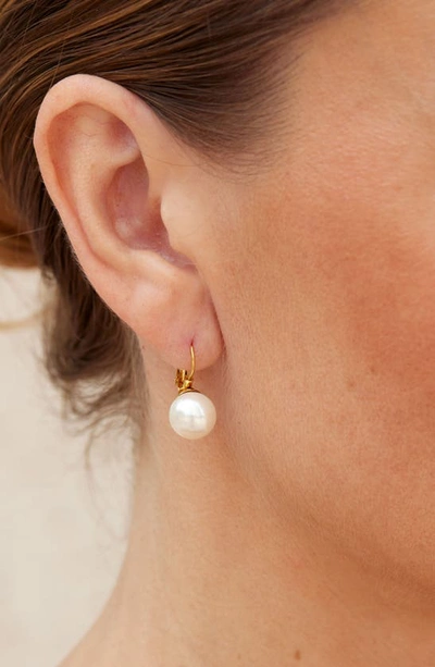 Savvy Cie Jewels 18k Gold Mother Of Pearl Leverback Earrings In Yellow