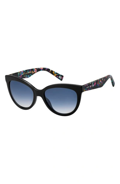 Shop The Marc Jacobs 53mm Cat Eye Sunglasses In Black / Blue Shaded