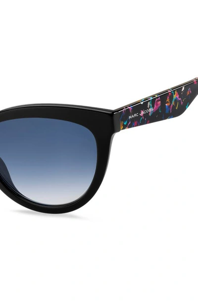 Shop The Marc Jacobs 53mm Cat Eye Sunglasses In Black / Blue Shaded
