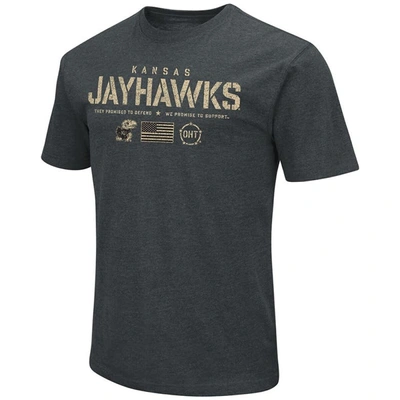 Shop Colosseum Heathered Black Kansas Jayhawks Oht Military Appreciation Flag 2.0 T-shirt In Heather Black