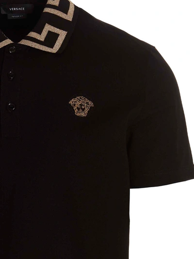 Shop Versace 'greca' Polo Shirt