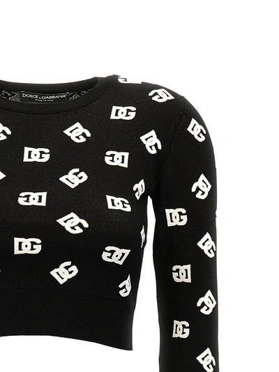 Shop Dolce & Gabbana All Over Logo Sweater Sweater, Cardigans White/black