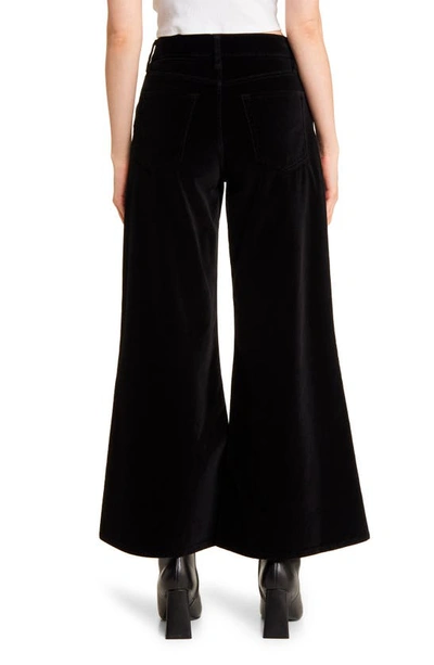 Shop Frame Le Palazzo Stretch Velveteen Crop Pants In Black