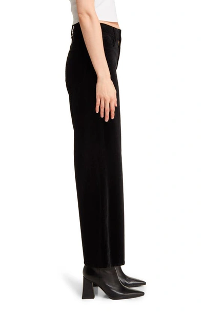 Shop Frame Le Palazzo Stretch Velveteen Crop Pants In Black