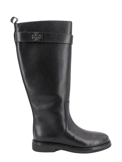 Shop Tory Burch Leather Boots With Embossed Logo