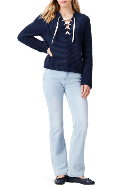 Shop Nic + Zoe Sailor Cotton Blend Sweater In Dark Indigo