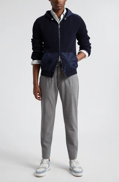 Eleventy Drawstring Waist Stretch Virgin Wool Pants In Light Grey