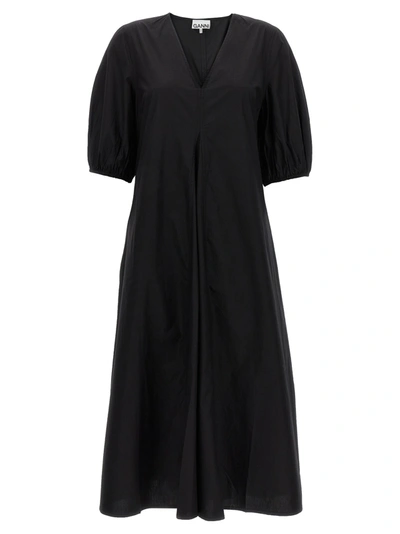 Shop Ganni Cotton Midi Dress Dresses Black
