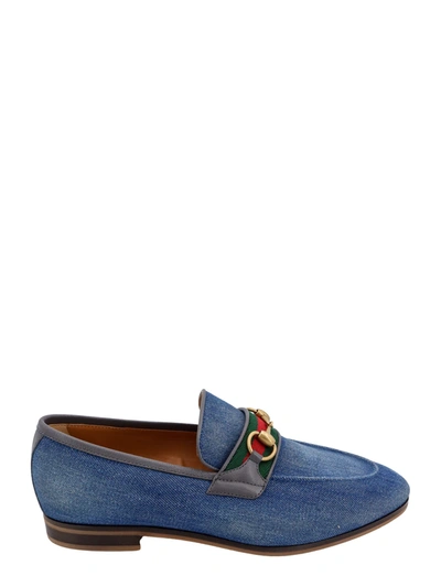 Shop Gucci Denim Loafer With Iconic Frontal Horsebit