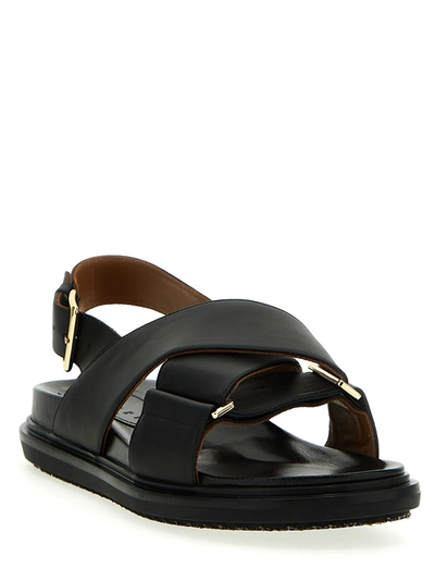 Shop Marni Fussbet Sandals Black