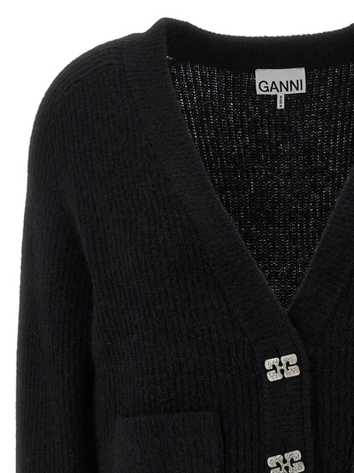 Shop Ganni Jewel Buttons Cardigan Sweater, Cardigans Black