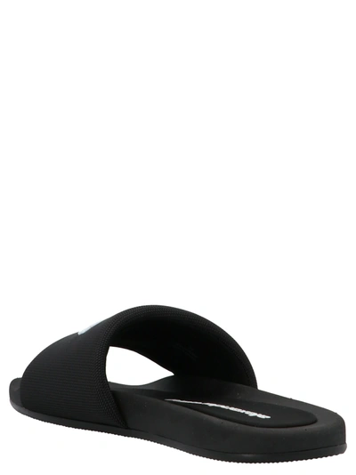 Shop Alexander Wang Logo Band Nylon Sliders Sandals Black