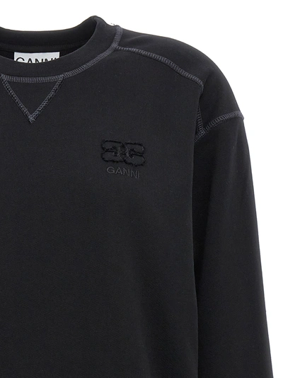 Shop Ganni Logo Embroidered Sweatshirt Black