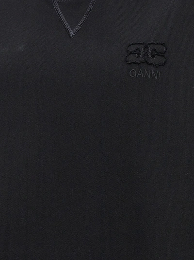 Shop Ganni Logo Embroidered Sweatshirt Black