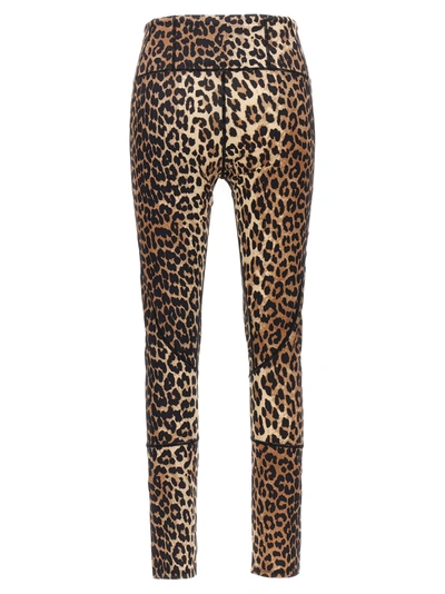 Shop Ganni Logo Leopard Leggings Multicolor
