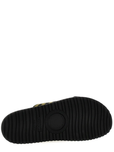 Shop Versace Slide Logo Sandals Black