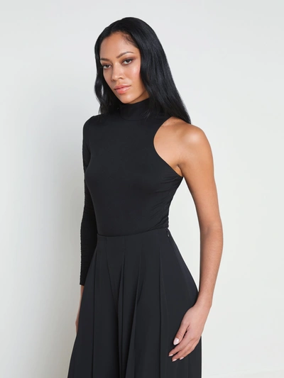 Shop L Agence Lotti One-sleeve Bodysuit In Black