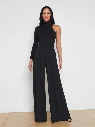Shop L Agence Lotti One-sleeve Bodysuit In Black