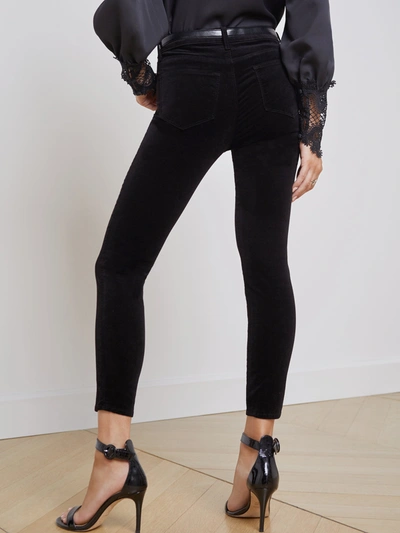 Shop L Agence Margot Velvet Jean In Noir