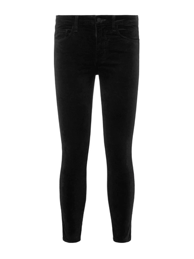 Shop L Agence Margot Velvet Jean In Noir