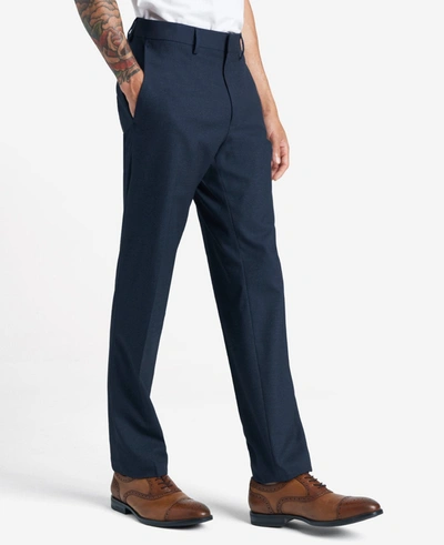 Shop Reaction Kenneth Cole Premium Stretch Twill Slim-fit Flex Waistband Dress Pant In Dark Navy