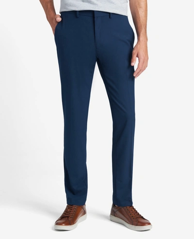 Reaction Kenneth Cole Stretch Solid Skinny Fit Flex Waistband Flat Front Dress Pant In Bright Blue
