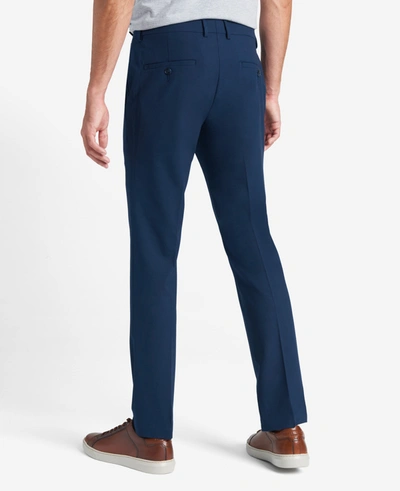 Reaction Kenneth Cole Stretch Solid Skinny Fit Flex Waistband Flat Front Dress Pant In Bright Blue