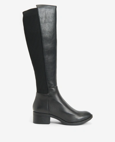 Shop Kenneth Cole Levon Leather & Rib Knit Knee Boot In Black